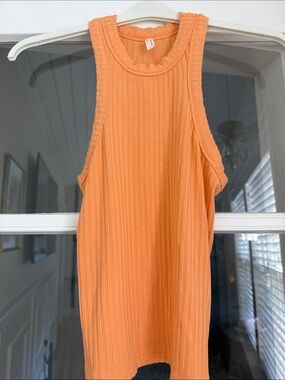 FP Movement by Free People Ribbed High-Neck Tank Top - Peach | XS